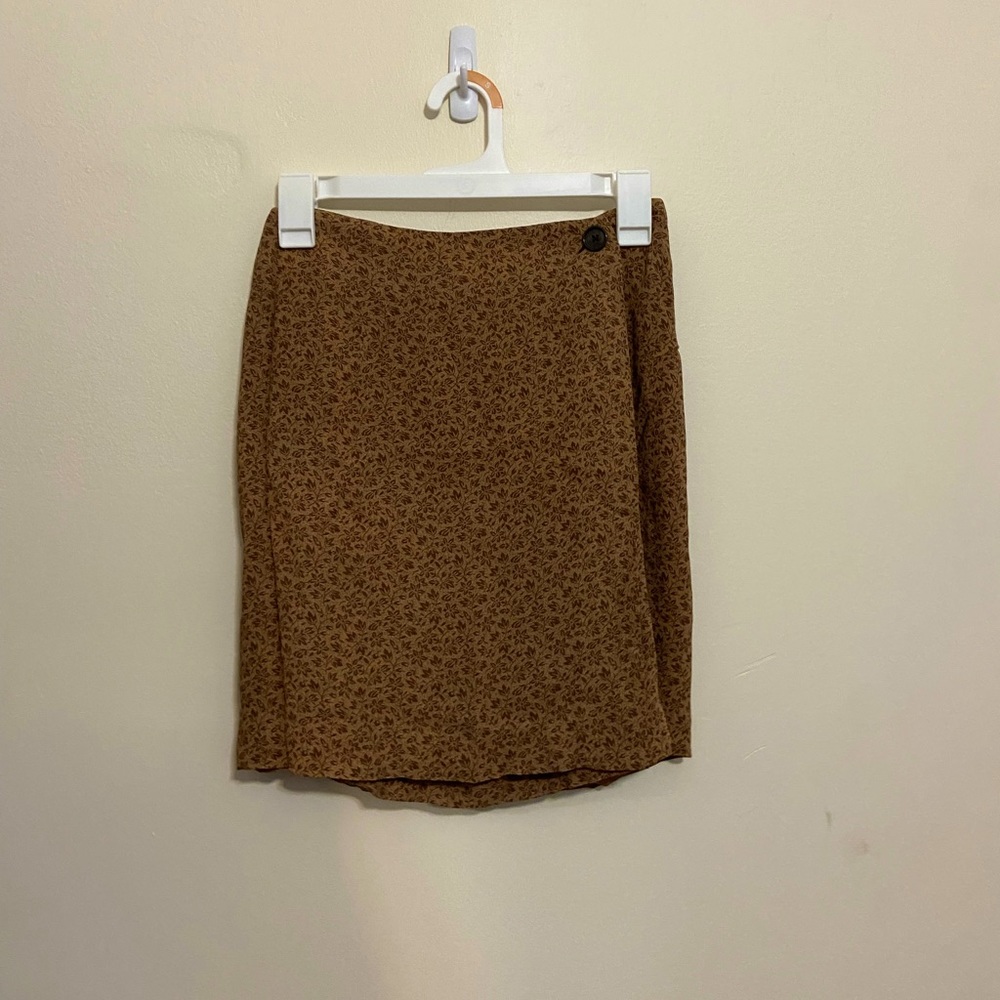 Banana Republic Brown Floral Wrap Skirt
